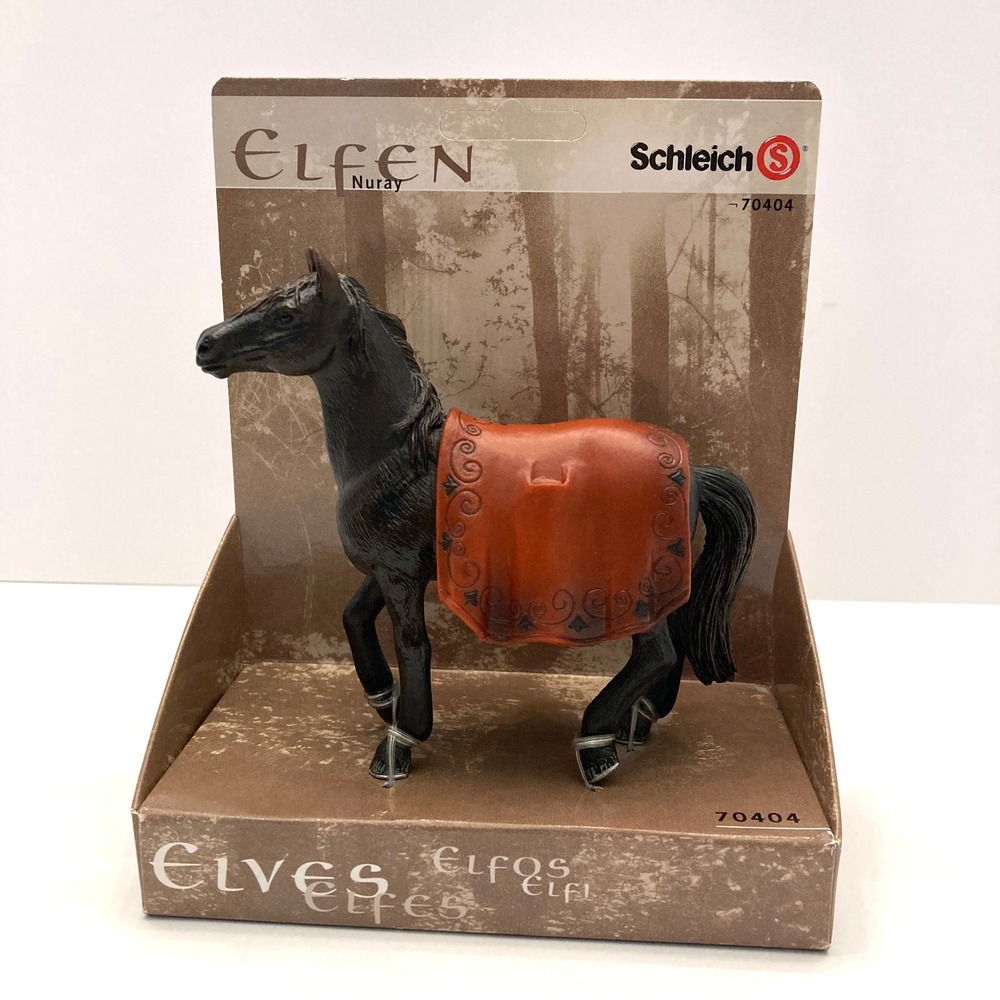 Schleich Elfen Nuray HORSE ONLY New 70404 Black Body Red Blanket Saddle